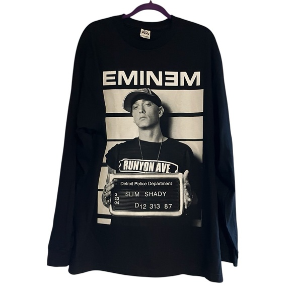 Eminem Slim Shady Detroit Police Long Sleeve Tee 2XL Black Alstyle Vintage Rap‎ - Picture 1 of 5